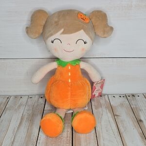 NWT Gloveleya Pumpkin Girl 14" Plush Doll Halloween Stuffed Animal